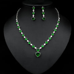 Silver Heart-Shaped Bridal Jewelry Set