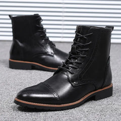 Men's Trendy Color-Block Pointed-Toe Warm Boots