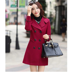 Women's Long Thin Woolen Coat in Spring Style