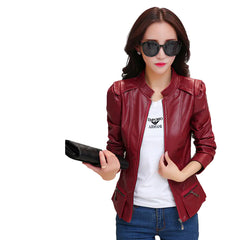 2020 Spring Autumn Women's Short PU Leather Jacket