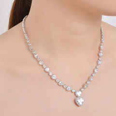 Silver Heart-Shaped Bridal Jewelry Set