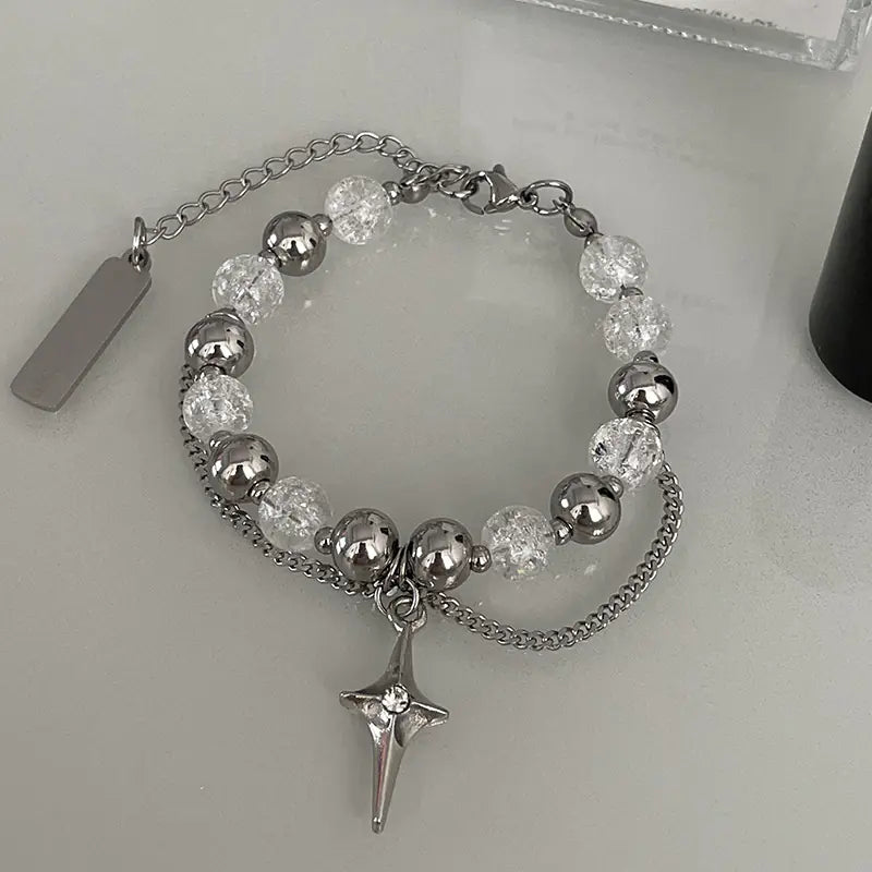 Asterism Cross Stitch Ice Crack Beads Bracelet for Women