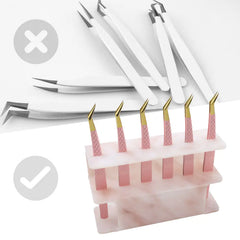 Acrylic Pink Marble Eyelash Tweezer Storage Rack