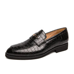 Men's Casual Low-Top Dress Shoes with Crocodile Pattern