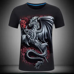 Men's 3D Cotton T-Shirt with Unique Print, Loose Fit