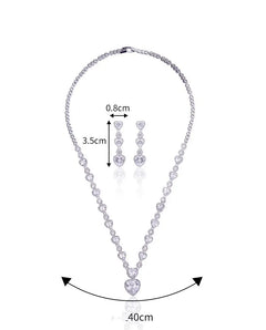Silver Heart-Shaped Bridal Jewelry Set