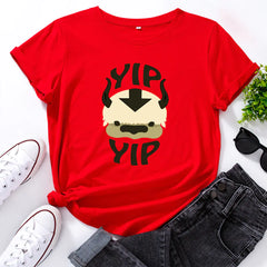 Cotton Loose Round Neck Short Sleeve T-Shirt for Women