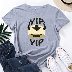 Cotton Loose Round Neck Short Sleeve T-Shirt for Women