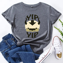 Cotton Loose Round Neck Short Sleeve T-Shirt for Women