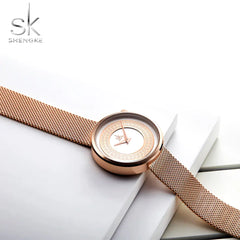 Shengke Vintage Women's Luxury Gold Fashion Watch