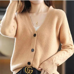 Women's V-Neck Patchwork Cardigan Sweater