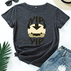 Cotton Loose Round Neck Short Sleeve T-Shirt for Women
