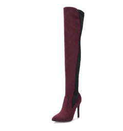 Knee-High Stiletto Long Boots with Patchwork Design