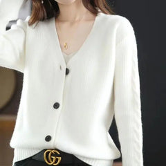 Women's V-Neck Patchwork Cardigan Sweater