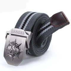 Men's Skull Automatic Buckle Canvas Belt (Wholesale)
