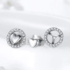 S925 Silver Heart Stud Earrings for Women