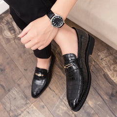 Men's Casual Low-Top Dress Shoes with Crocodile Pattern