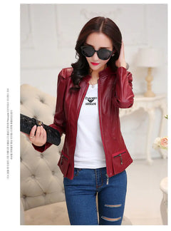 2020 Spring Autumn Women's Short PU Leather Jacket
