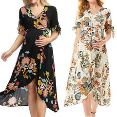 Maternity Floral Dress - Women's Casual Wear