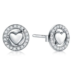 S925 Silver Heart Stud Earrings for Women