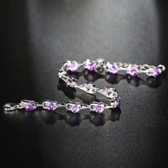 925 Sterling Silver Bracelet with Purple Diamonds