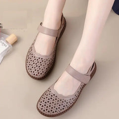 Thick Sole Leather Sandals for Women - Retro Casual Style