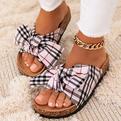 Summer Ladies Leopard Print Bowknot Flat Sandals