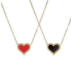 X2-303-1 Japanese and Korean Lace Heart Necklace in 14K Rose Gold