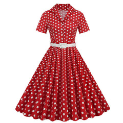 Polka Dot Short Sleeve Dress - New Arrival for Women