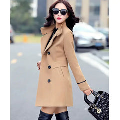 Women's Long Thin Woolen Coat in Spring Style