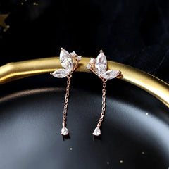 S925 Silver Butterfly Earrings - Long Fashionable Design
