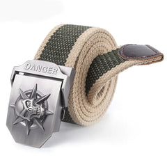 Men's Skull Automatic Buckle Canvas Belt (Wholesale)