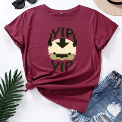 Cotton Loose Round Neck Short Sleeve T-Shirt for Women