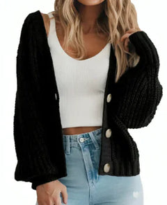Casual V-Neck Button Women's Knit Cardigan (One Piece)