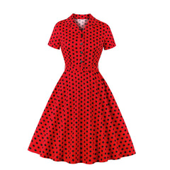 Polka Dot Short Sleeve Dress - New Arrival for Women