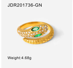 Gold Plated Stainless Steel Snake Ring
