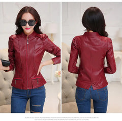 2020 Spring Autumn Women's Short PU Leather Jacket