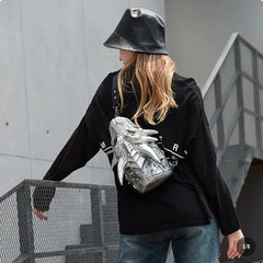 Chain Shoulder Crossbody Bag with Chain Detail, Unisex, Multiple Colors