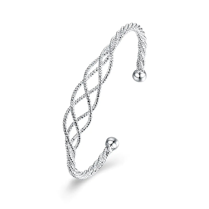 Silver Minimalist Line Bracelet - Fashionable Mesh Design