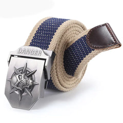 Men's Skull Automatic Buckle Canvas Belt (Wholesale)