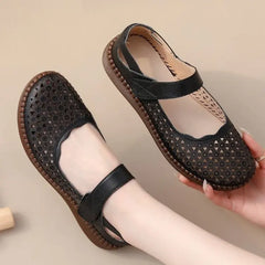 Thick Sole Leather Sandals for Women - Retro Casual Style