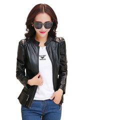2020 Spring Autumn Women's Short PU Leather Jacket