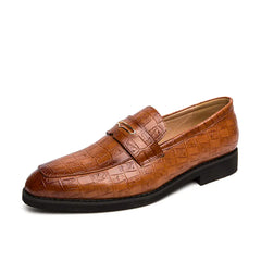 Men's Casual Low-Top Dress Shoes with Crocodile Pattern