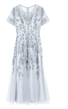 2020 Summer New Dress, Embroidered Mesh Midi Dress