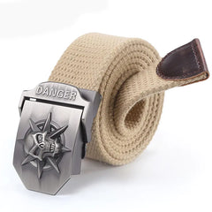 Men's Skull Automatic Buckle Canvas Belt (Wholesale)