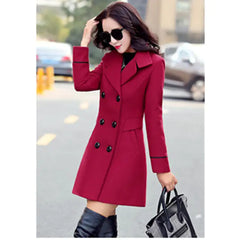 Women's Long Thin Woolen Coat in Spring Style