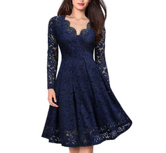 Long Sleeve Dress, Tulle Skirt, Lace A-Line Dress