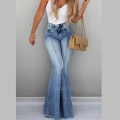High Waist Flared Denim Pants for Women KV0755