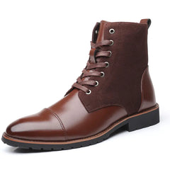 Men's Trendy Color-Block Pointed-Toe Warm Boots