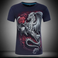 Men's 3D Cotton T-Shirt with Unique Print, Loose Fit